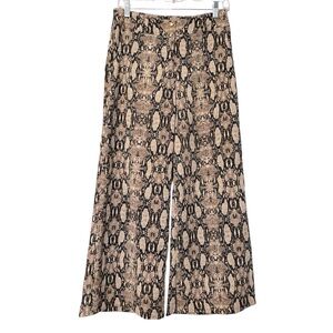 Final Touch Snakeskin Wide Leg Crop Ankle Pants Small Brown Black Made in USA